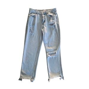 VERVET Jeans Womens 24‎ Light Wash Distressed Ripped Raw Hem Casual Trendy